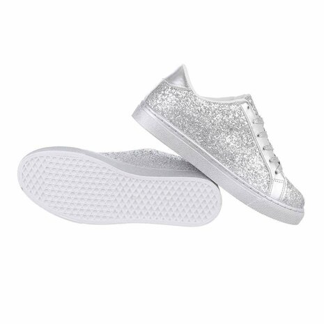 Dames sneakers / lage gympen met glitter - zilver