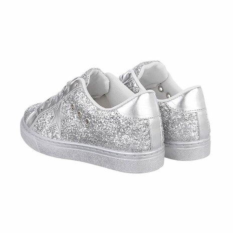 Dames sneakers / lage gympen met glitter - zilver