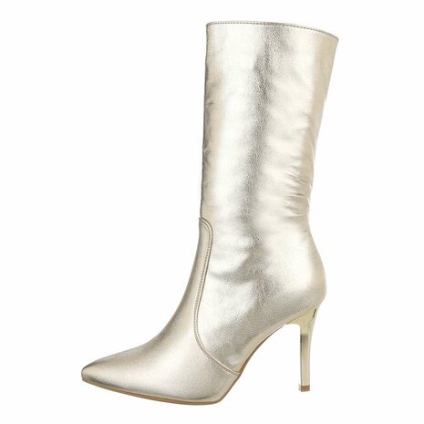 Dames hoge laarzen / high heels kuitlaarzen - goud