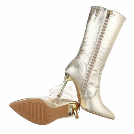 Dames hoge laarzen / high heels kuitlaarzen - goud