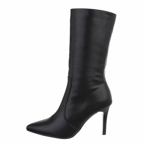 Dames hoge laarzen / high heels kuitlaarzen - zwart