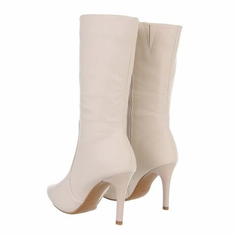 Dames hoge laarzen / high heels kuitlaarzen - beige