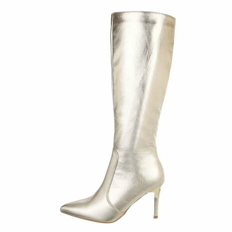 Dames hoge laarzen / high heels knielaarzen - goud