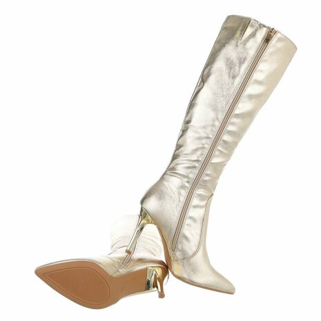 Dames hoge laarzen / high heels knielaarzen - goud