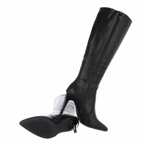 Dames hoge laarzen / high heels knielaarzen - zwart