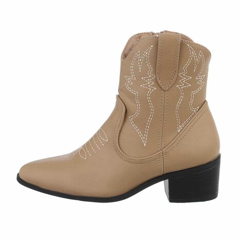 Dames cowboy enkellaarzen / western laarsjes - lichtbruin khaki