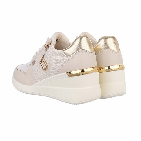 Dames wedge sneakers met sleehakken - beige