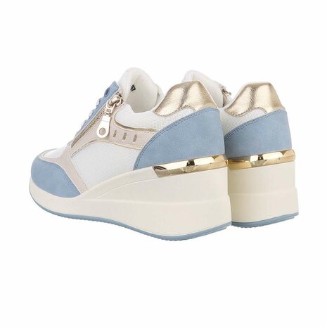 Dames wedge sneakers met sleehakken - blauw