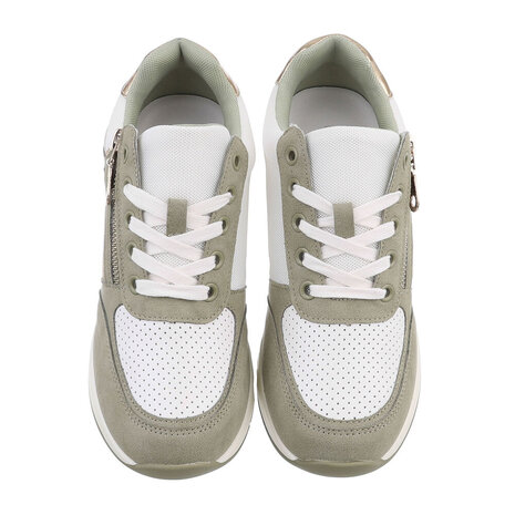 Dames wedge sneakers met sleehakken - olijf groen