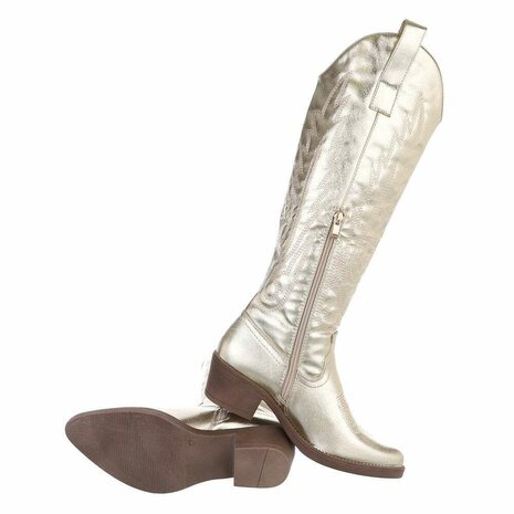 Dames hoge cowboy laarzen / western knielaarzen - goud
