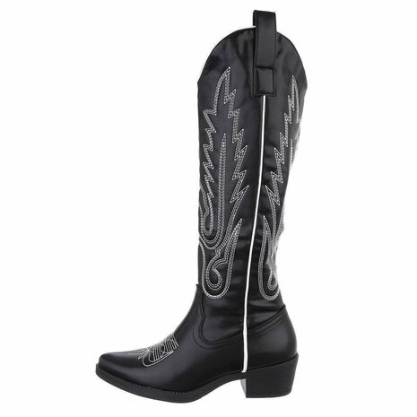 Dames hoge cowboy laarzen / western knielaarzen - zwart