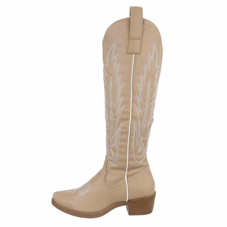 Dames hoge cowboy laarzen / western knielaarzen - bruin khaki