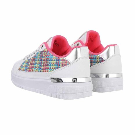 Dames sneakers / lage gympen - wit / rood multicolor