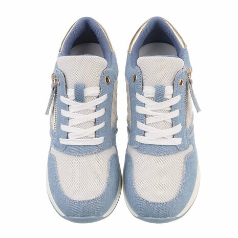 Dames wedge sneakers met sleehakken - denim blauw