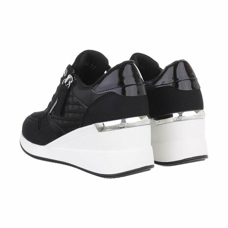 Dames wedge sneakers met sleehakken - zwart