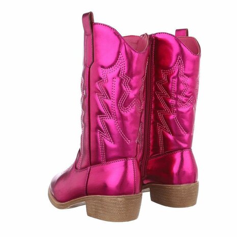 Kinder meisjes cowboy laarzen / halfhoge western kuitlaarzen - fuchsia roze