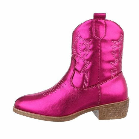 Kinder meisjes cowboy enkellaarzen / western laarsjes - fuchsia roze
