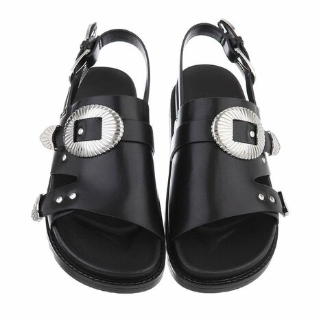 Dames sandalen met gespen - zwart