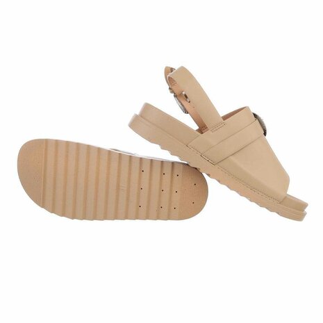 Dames sandalen met gespen - lichtbruin / khaki