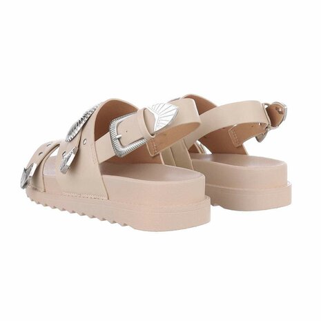 Dames sandalen met gespen - beige