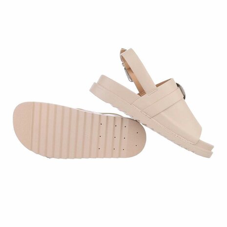 Dames sandalen met gespen - beige