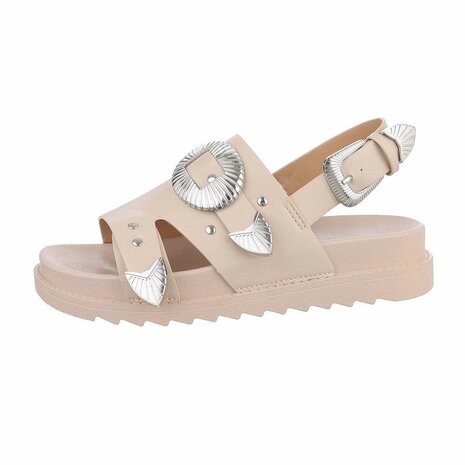 Dames sandalen met gespen - beige