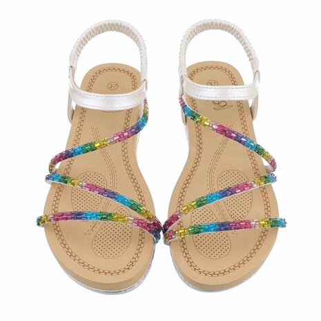 Dames sandalen met strass - wit / rainbow