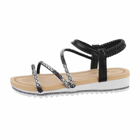 Dames sandalen met strass - zwart