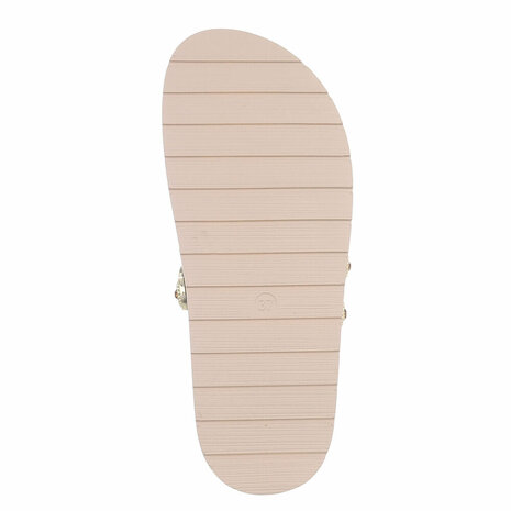 Dames slippers met gespen en strass - beige