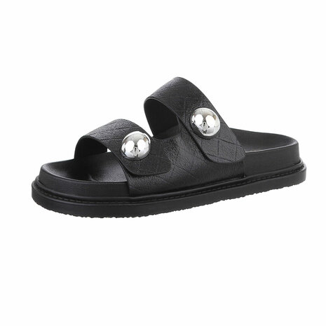 Dames slippers met studs - zwart