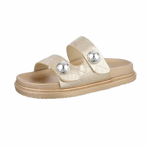 Dames slippers met studs - goud