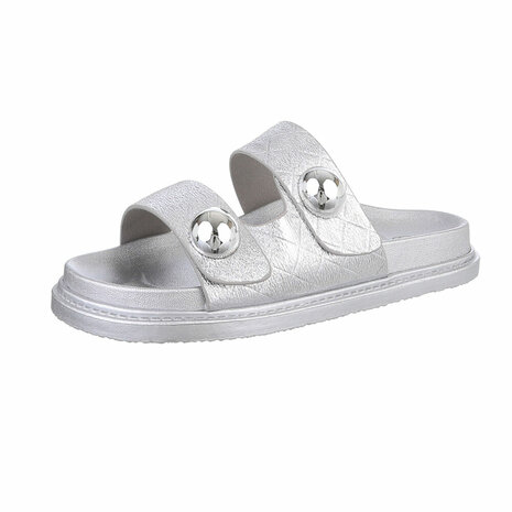 Dames slippers met studs - zilver