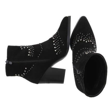 Dames cowboy enkellaarzen / western laarsjes met studs - zwart