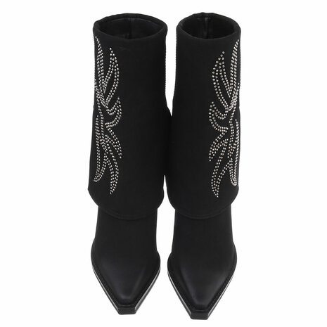 Dames cowboy sleeve laarzen / western laarsjes met strass - zwart