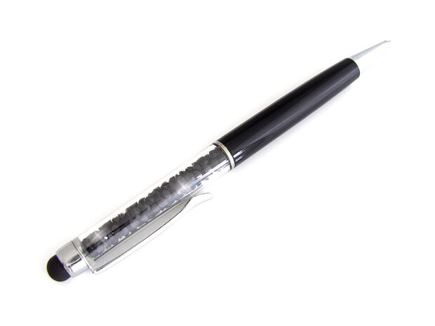 Pen met strass / balpen en stylus - zwart