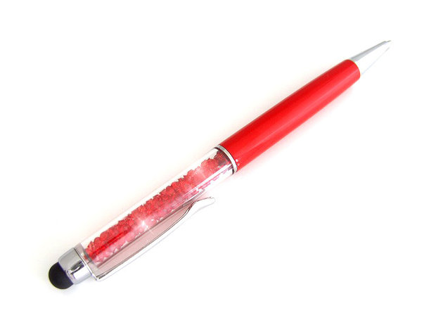 Pen met strass / balpen en stylus - rood