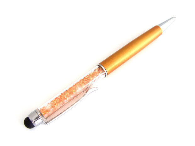 Pen met strass / balpen en stylus - oranje / goud