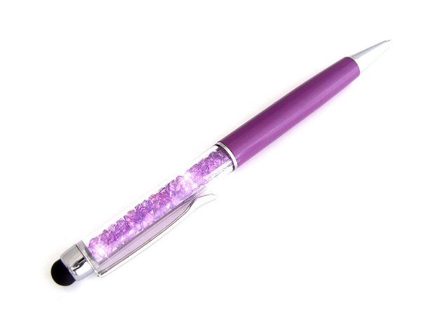 Pen met strass / balpen en stylus - paars