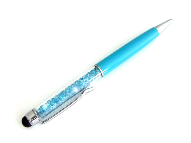 Pen met strass / balpen en stylus - blauw
