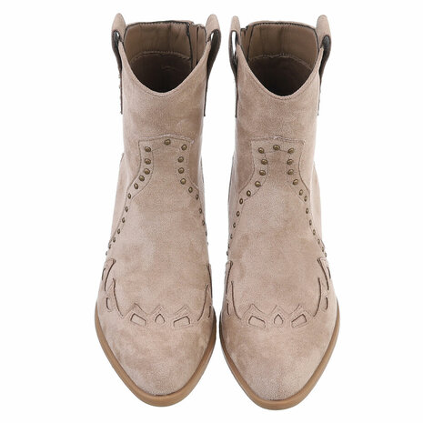 Dames cowboy enkellaarzen / western laarsjes met studs - khaki lichtbruin