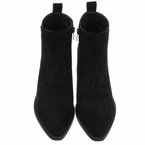 Dames cowboy enkellaarzen / western laarsjes suède-look - zwart