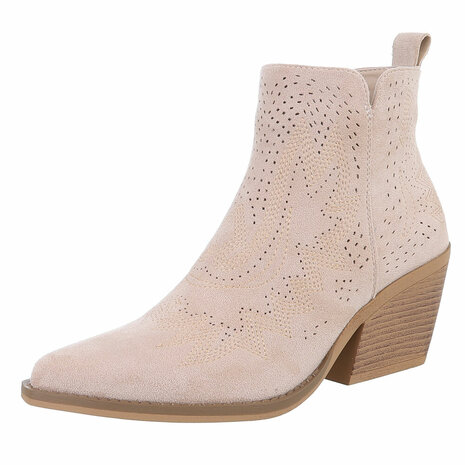 Dames cowboy enkellaarzen / western laarsjes suède-look - beige