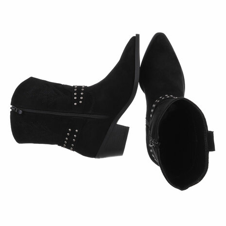 Dames cowboy enkellaarzen / western laarsjes suède-look - zwart
