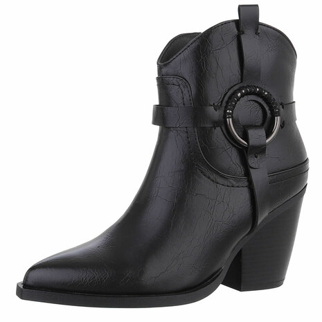 Dames cowboy enkellaarzen / western laarsjes - zwart