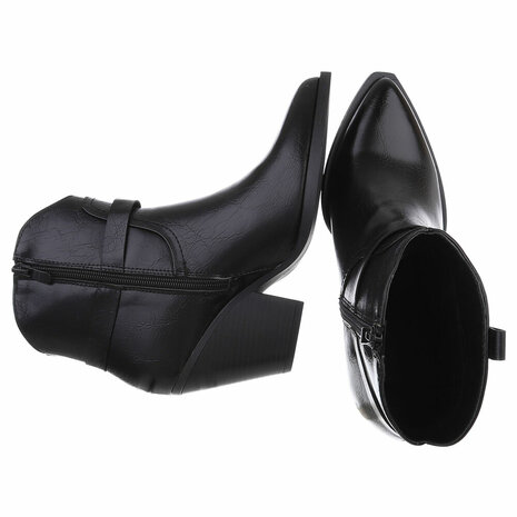 Dames cowboy enkellaarzen / western laarsjes - zwart