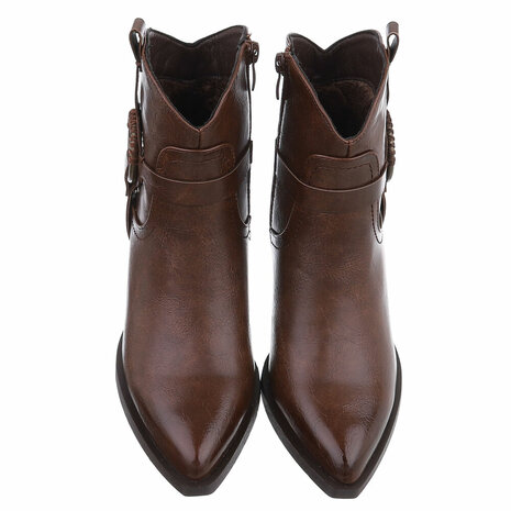 Dames cowboy enkellaarzen / western laarsjes - donkerbruin