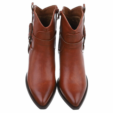 Dames cowboy enkellaarzen / western laarsjes - camel bruin