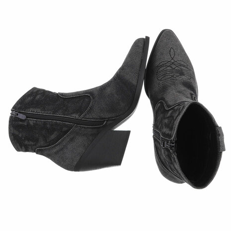 Dames cowboy enkellaarzen / spijkerstof western laarsjes - denim zwart