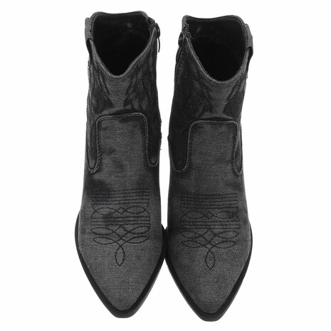 Dames cowboy enkellaarzen / spijkerstof western laarsjes - denim zwart