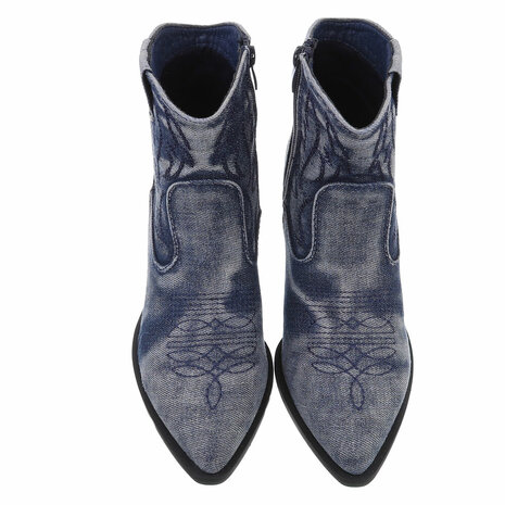 Dames cowboy enkellaarzen / spijkerstof western laarsjes - denim blauw